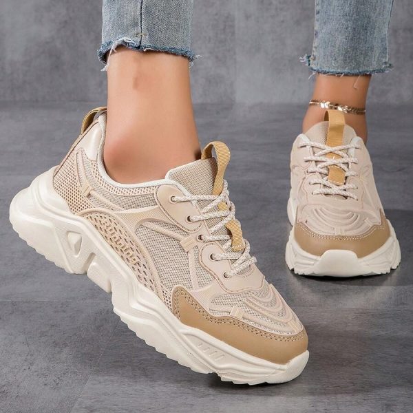 Sporty Chunky Sneakers For Women, Letter Graphic Lace-up Front Sneakers ...